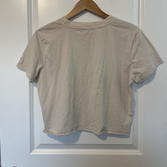 Originality Cropped Tee Texas Hold Em Aces Women’s XL Tan Trendy Western Cowgirl - Picture 3 of 7